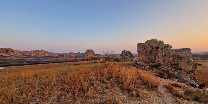 Vackra landskap i Isalo vid solnedgången