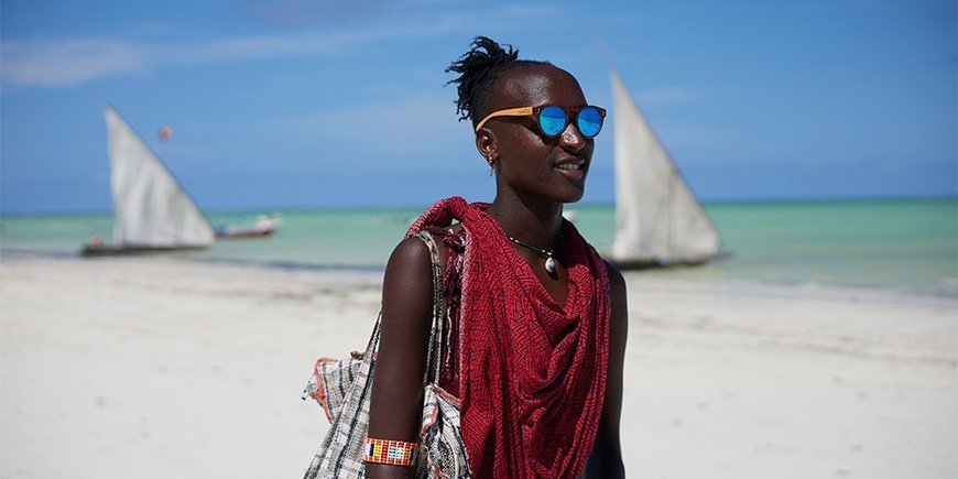 Masai på Paje Beach på Zanzibar