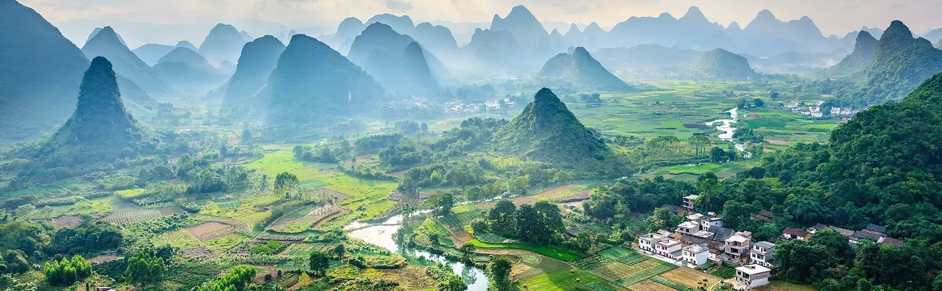 Vackra Yangshou sett ovanifrån